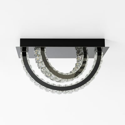 Lampa sufitowa 2 pierścienie czarna TULA na pilota