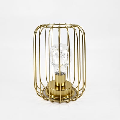 Lampa dekoracyjna LED druciany klosz złota 13x17 cm