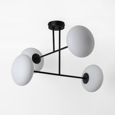 Lampa sufitowa 4 owalne klosze czarna MILO 60x60 cm