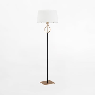 Lampa podłogowa z abażurem czarno-złota PERSEO
