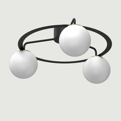 Lampa sufitowa 3 klosze kule czarno-złota BALLO III