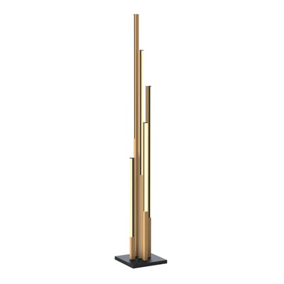 Lampa podłogowa LED czarna drewniana ELIOT