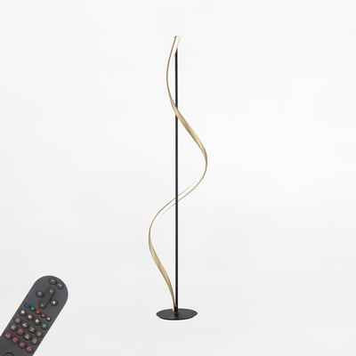 Lampa podłogowa LED Wi-Fi czarno-złota Q-SWING z pilotem