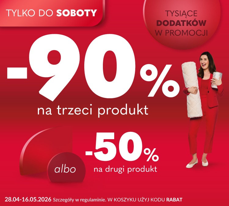 Rabat 50% na drugi albo 90% na trzeci produkt z kategorii „akcesoria i dodatki”
