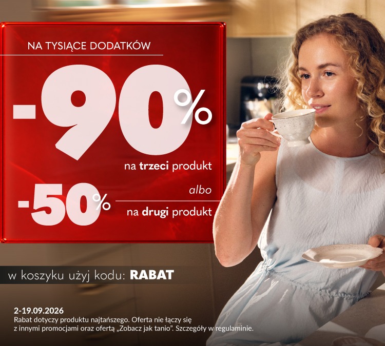 Rabat 50% na drugi albo 90% na trzeci produkt z kategorii "akcesoria i dodatki"