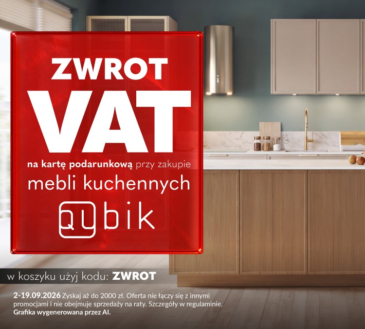 Zwrot VAT na kartę podarunkową przy zakupie mebli kuchennych Qubik