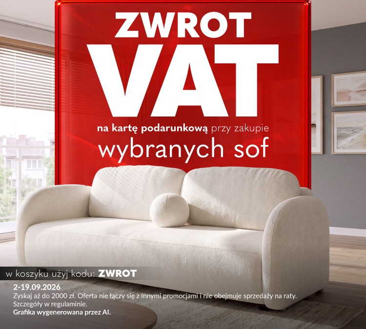 Zwrot VAT na kartę podarunkową przy zakupie wybranych sof