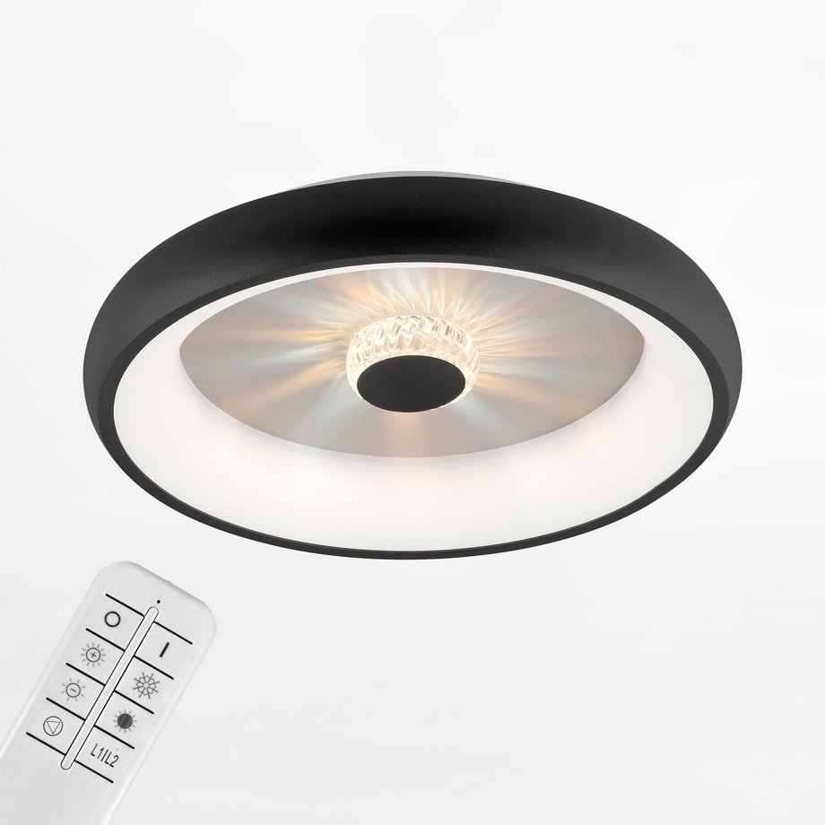Plafon LED 29W czarny VERTIGO z pilotem fi 46,5 cm