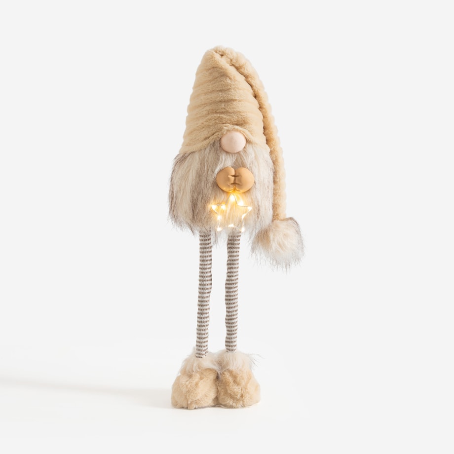 Świąteczna dekoracja LED skrzat brązowy 38-60 cm
