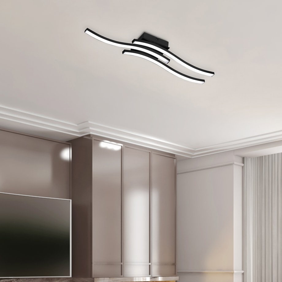Lampa sufitowa czarna LED ROUTE fale