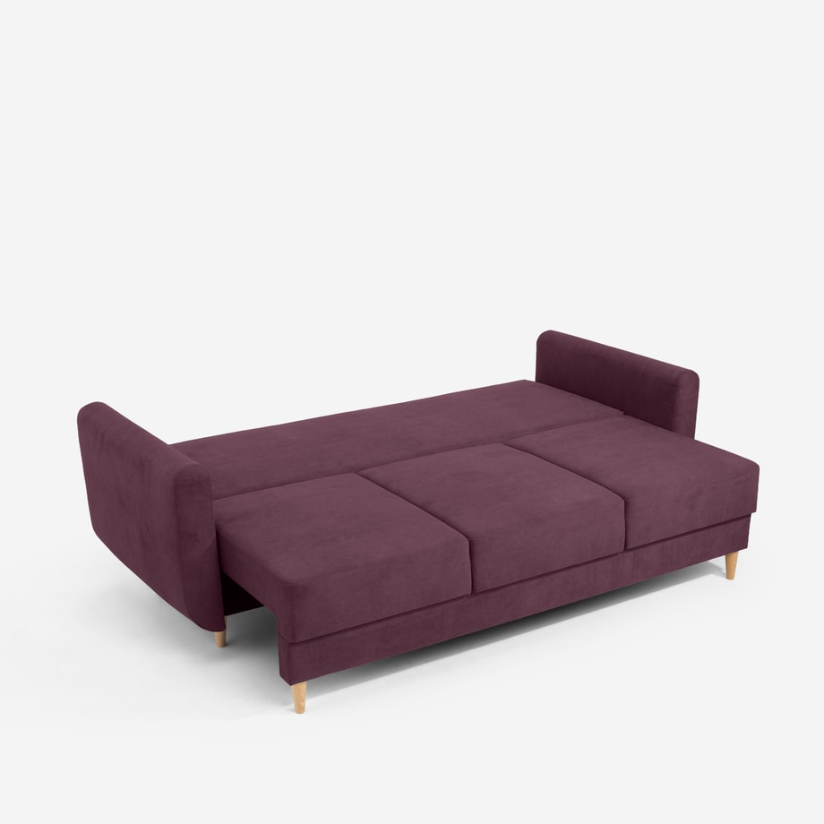 LORA Sofa 3-osobowa rozkładana fioletowa