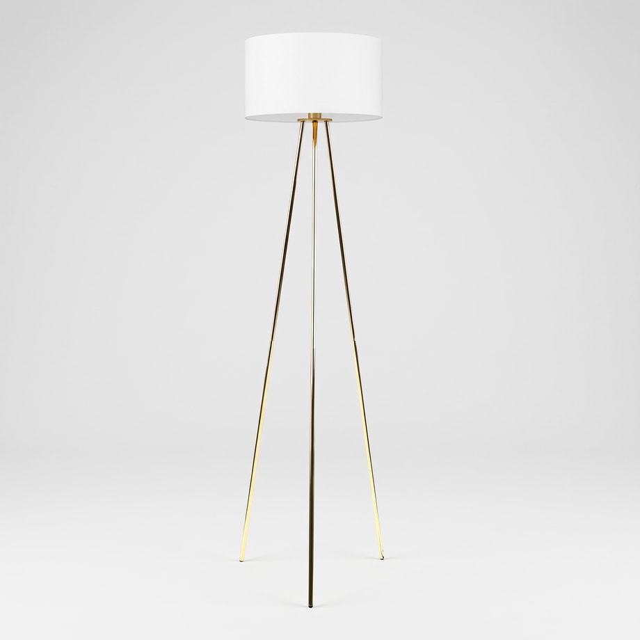 Lampa podłogowa złota abażur biały UMBERTO