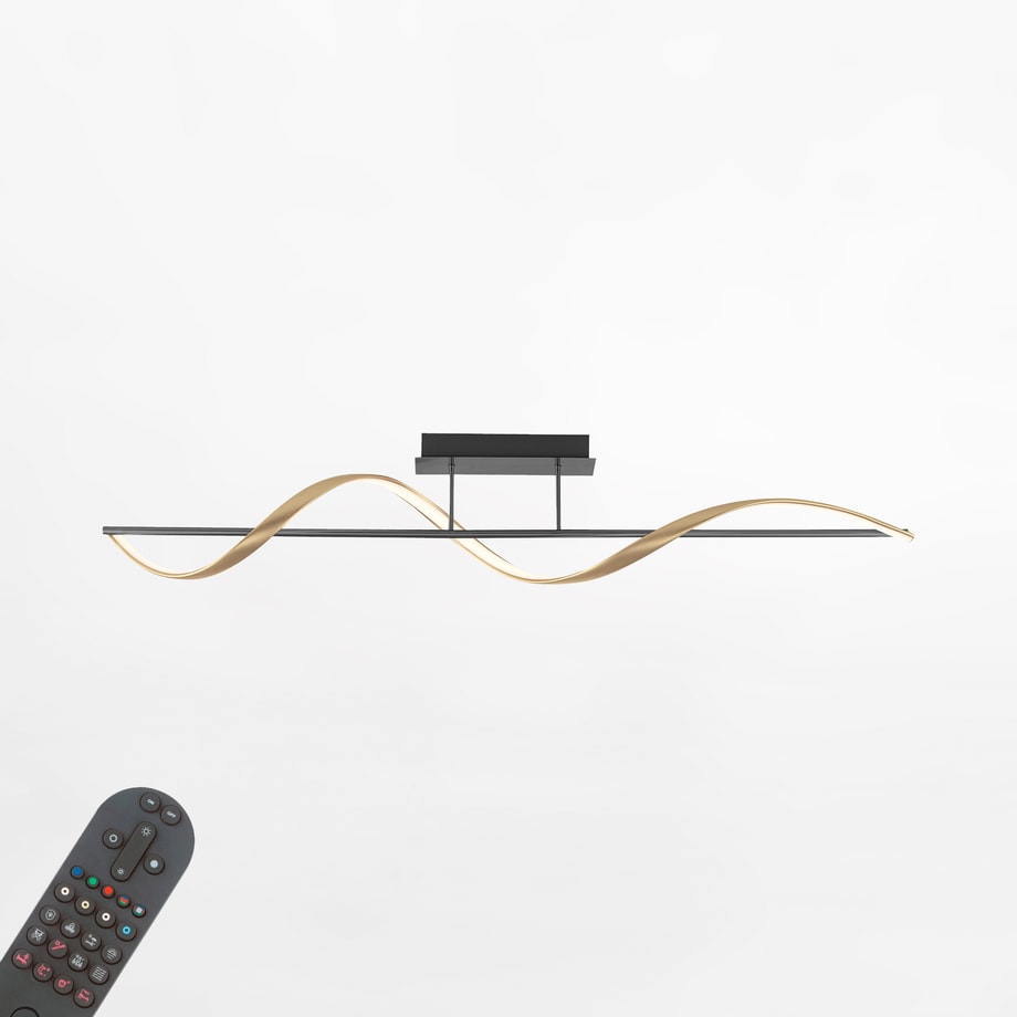 Lampa sufitowa LED Wi-Fi czarno-złota Q-SWING z pilotem