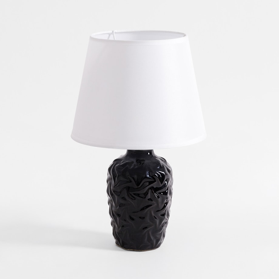 Lampa stołowa z abażurem czarn-biała 31,5 cm