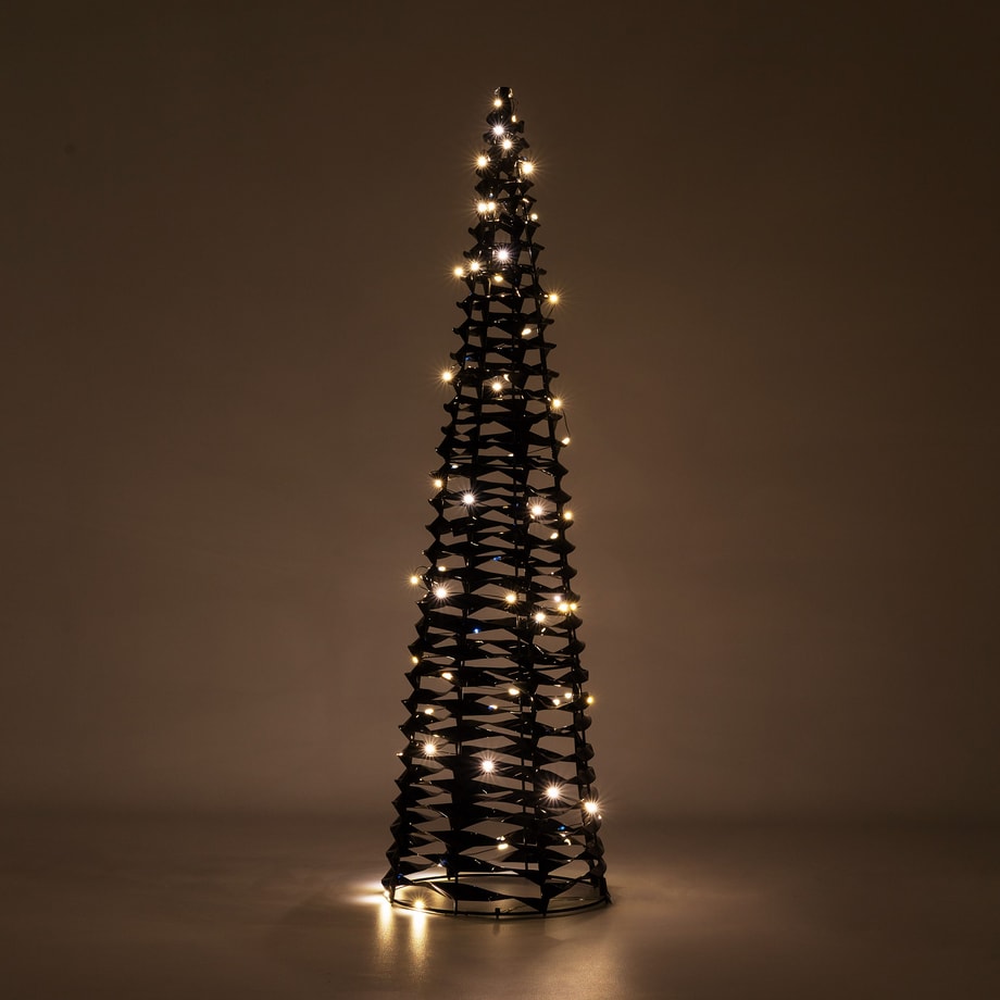 Stożek świąteczny, choinka, LED, czarna, 60 cm