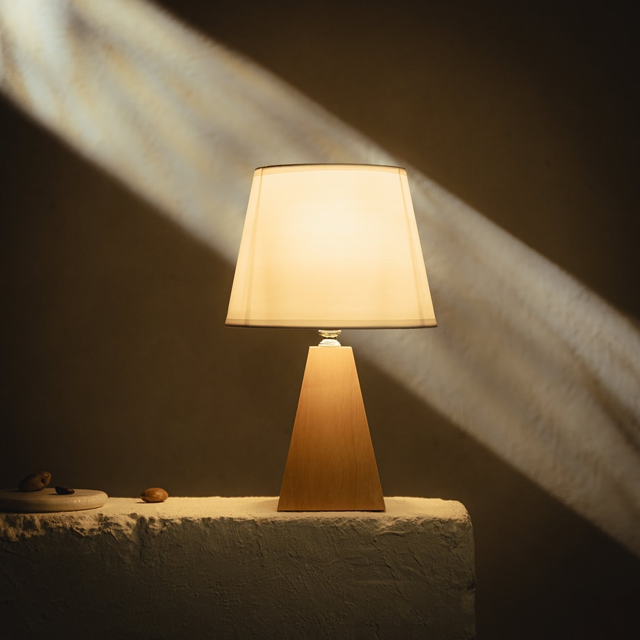 Lampa stołowa bambusowa abażur biały 31 cm