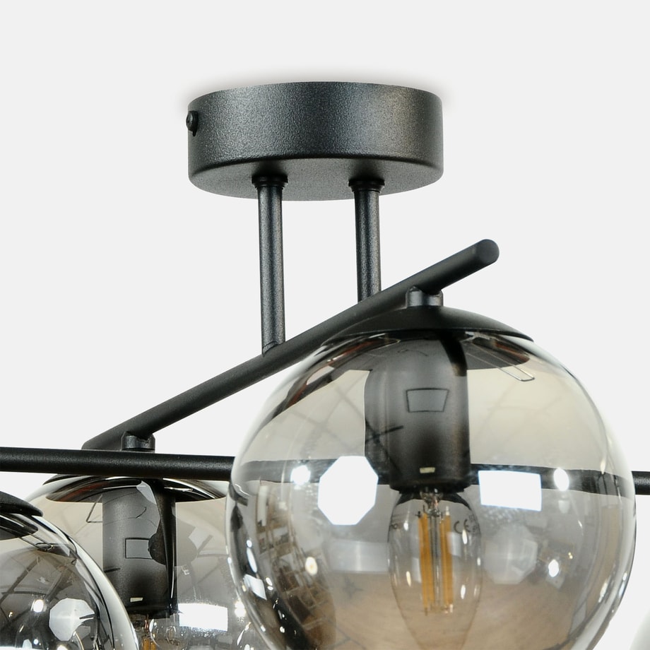 Lampa sufitowa 4 kuliste klosze czarna AURORA