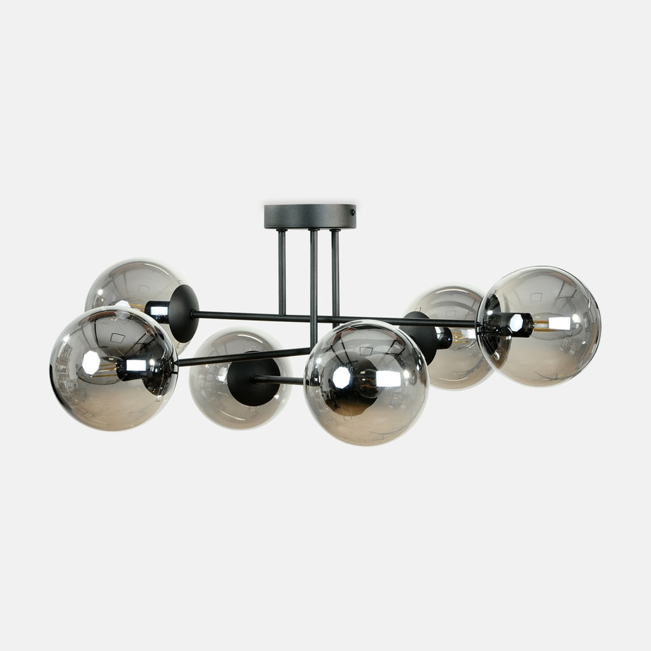 Lampa sufitowa 6 kulistych kloszy czarna RICO