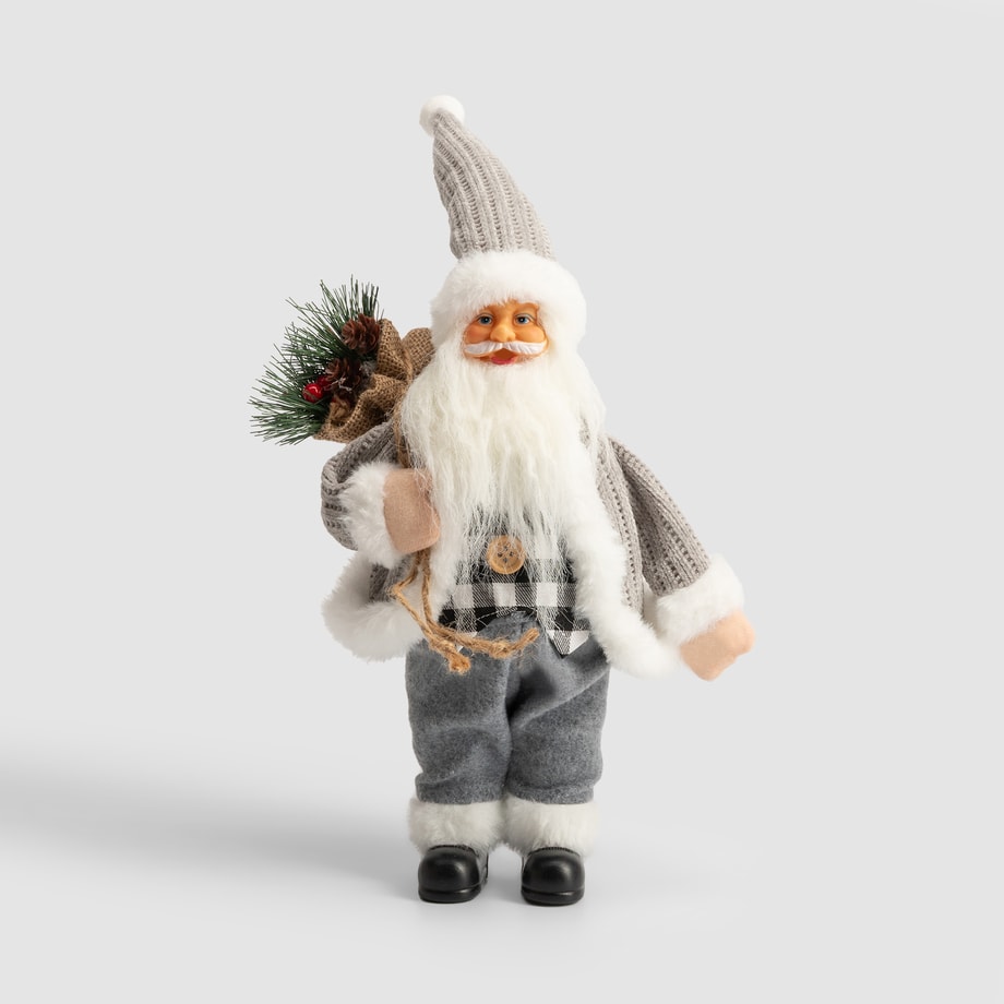 Figurka świąteczna MIKOŁAJ, jasnoszary, 40 cm