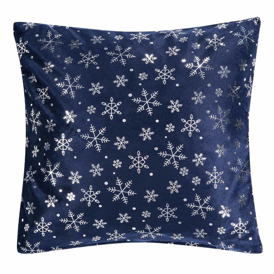 Poszewka dekoracyjna granatowa SNOWFLAKE 40x40 cm