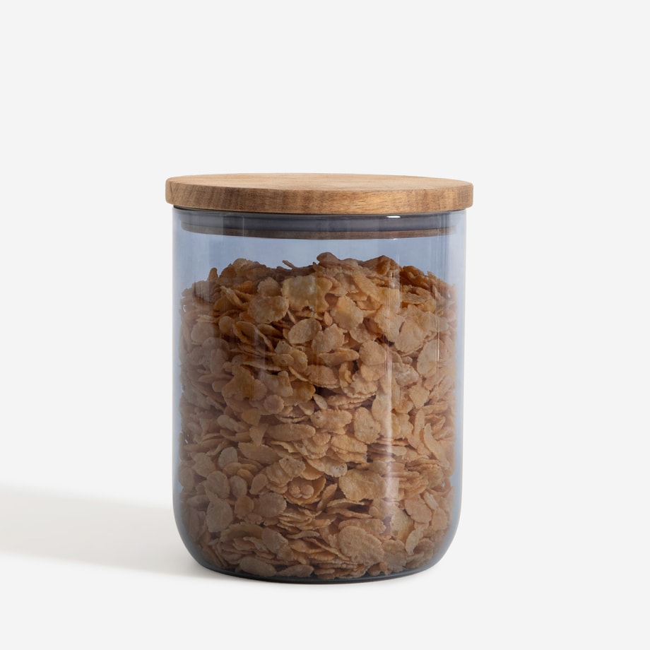 Pojemnik szklany z drewnianą pokrywką 1,2 l