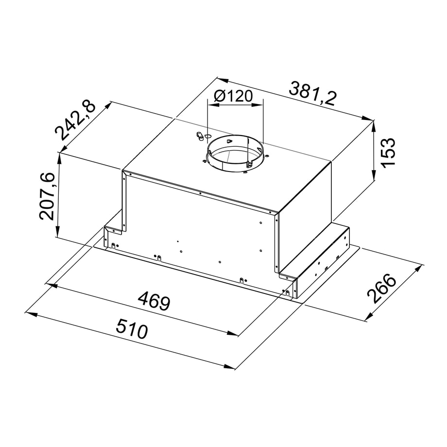 Korpus QUBIK 60x77 dębowy z czarnym okapem OKPZH19EF