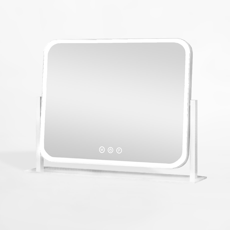 Lustro prostokątne 40x30 cm z ramką LED białe