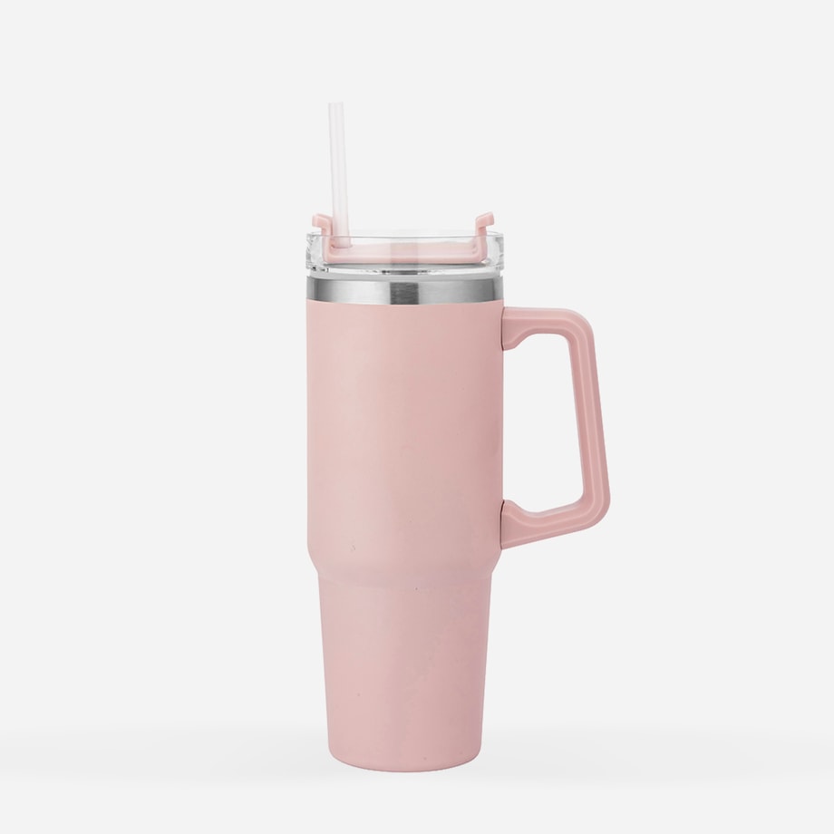 Kubek termiczny do samochodu z uchwytem różowy 880 ml