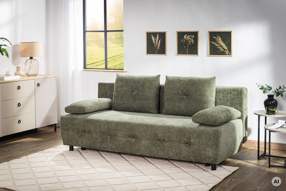 Sofa rozkładana oliwkowa VASTO
