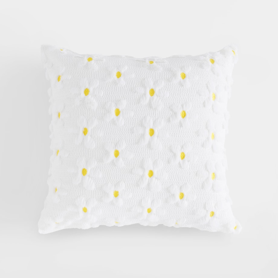Poszewka dekoracyjna w kwiaty DAISY biała 45x45 cm