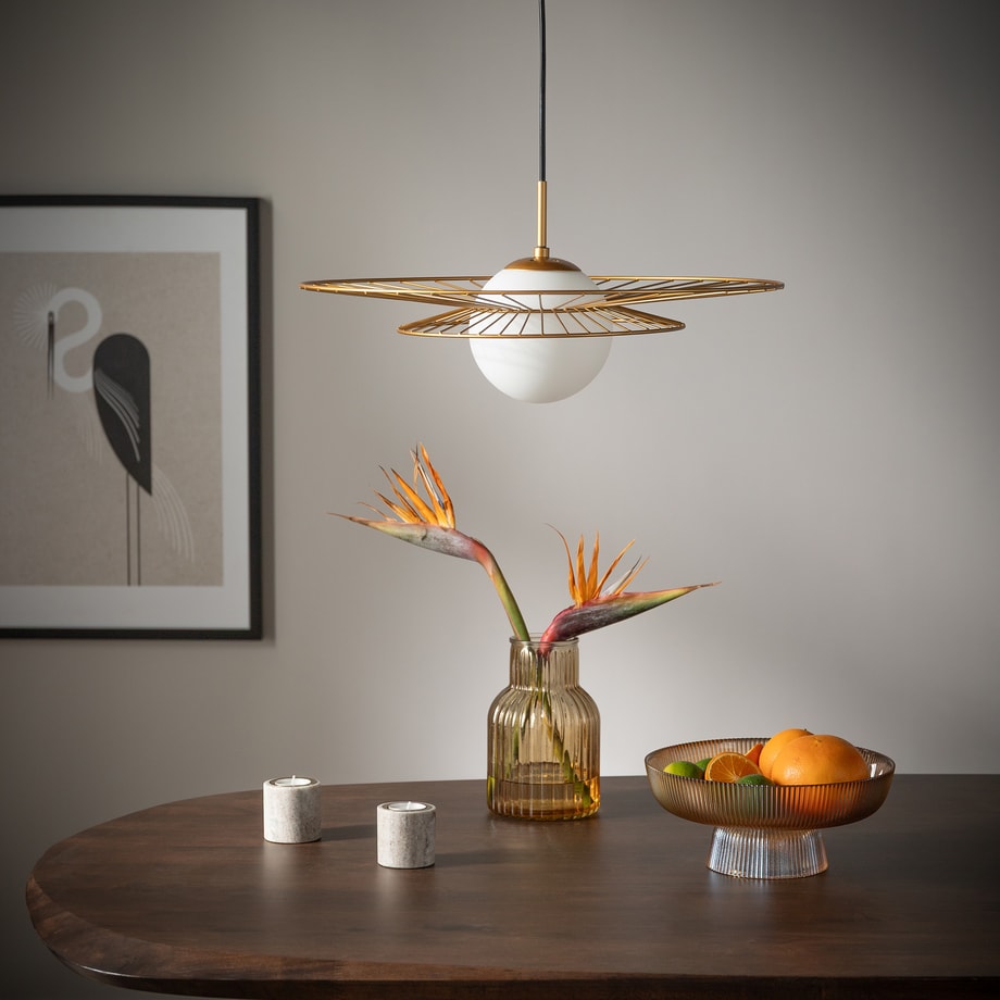 Lampa wisząca kulisty klosz złota ALISON