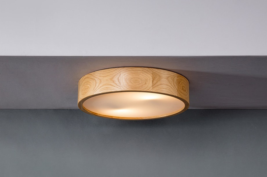 Lampa z oprawą w kolorze dębu - średnica 37 cm