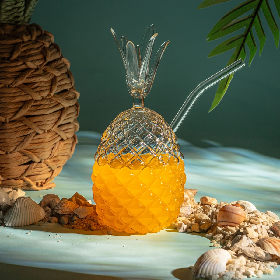 Szklanka w kształcie ananasa, ze słomką, 300 ml