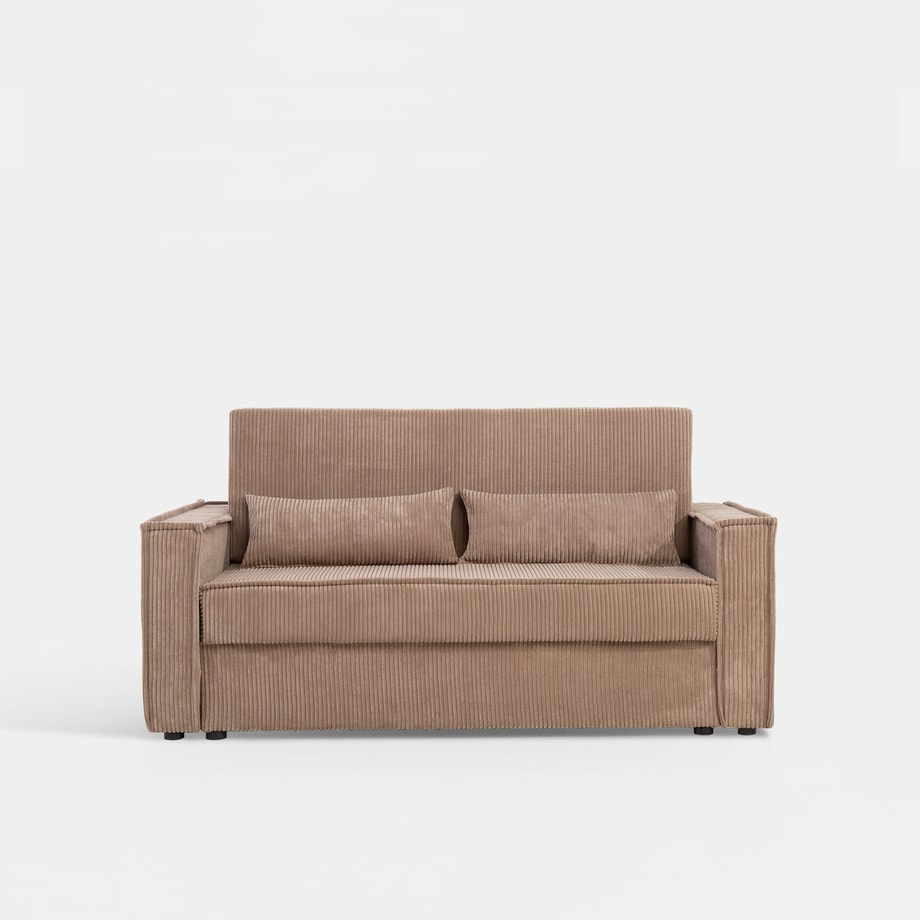 Sofa 3-osobowa rozkładana jasny brąz HERMES
