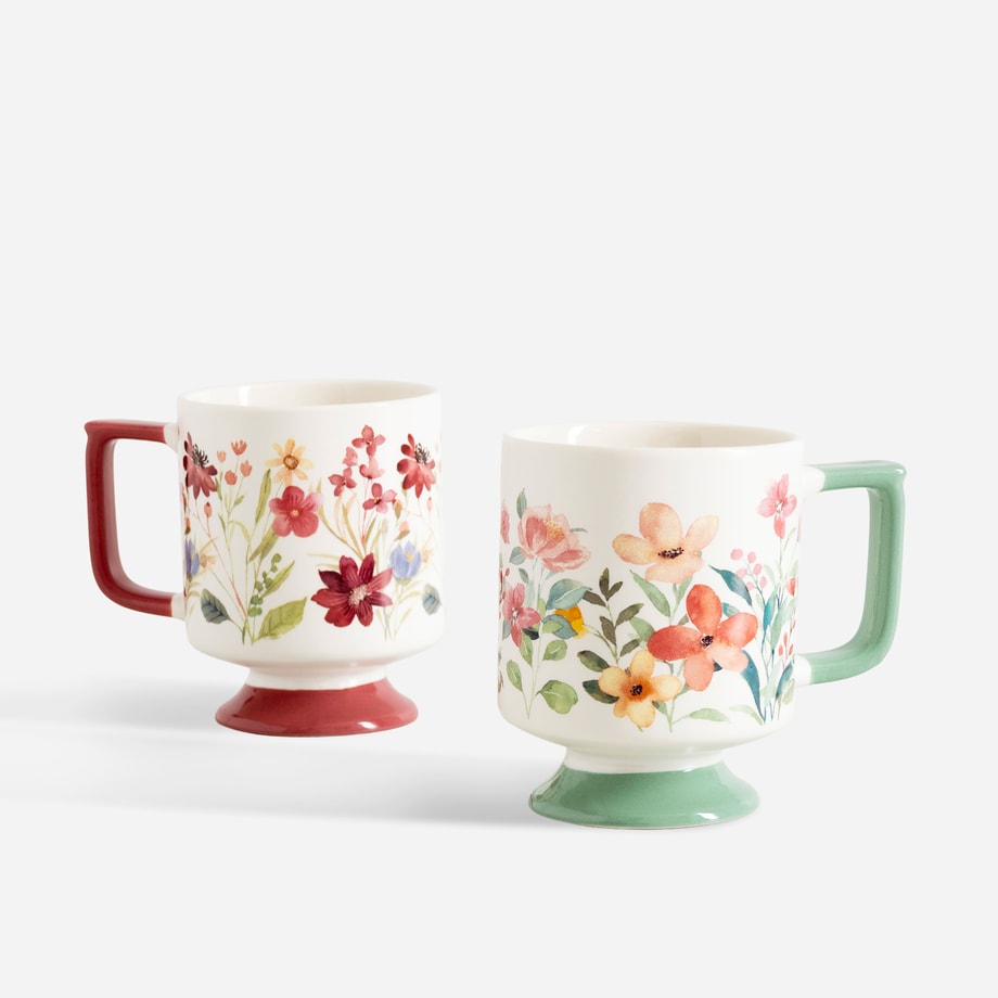 Kubek porcelanowy w kwiaty czerwone 300 ml