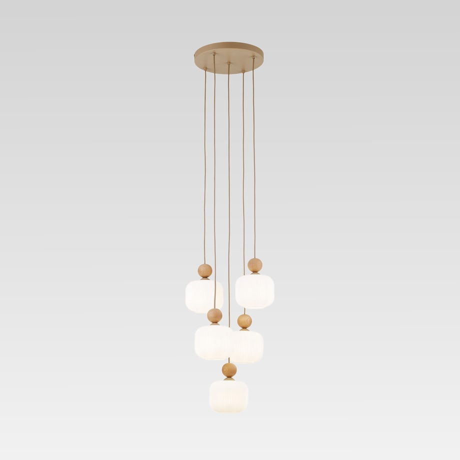 Lampa wisząca 5 kloszy sabbia biała BALLO