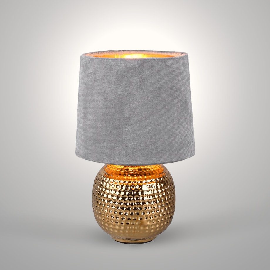Lampa stołowa z abażurem popielato-złota SOPHIA R50821011 