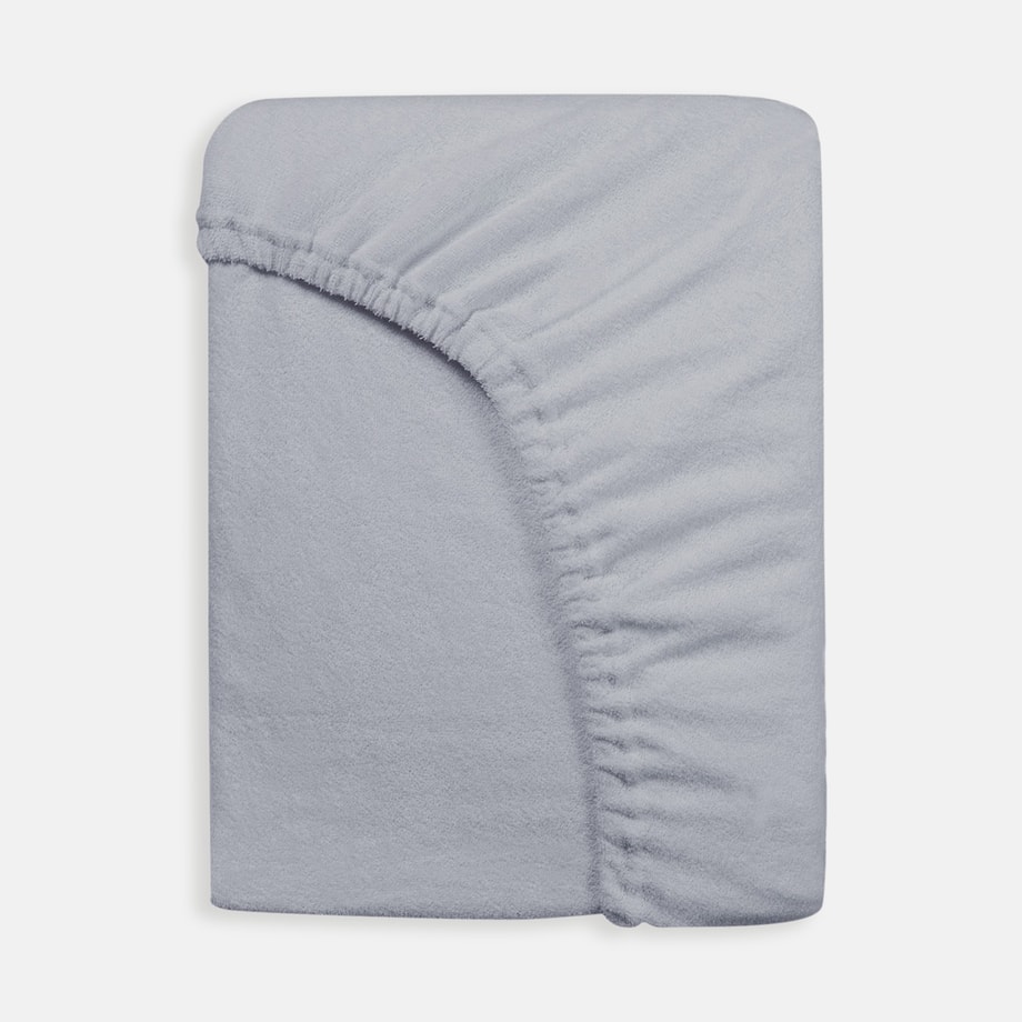 Prześcieradło frotte z gumką popielate PREMIUM 90x200 cm