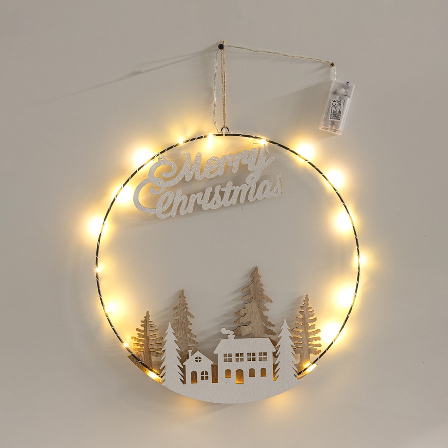 Dekoracja świąteczna LED, wianek, 40 cm, MIX