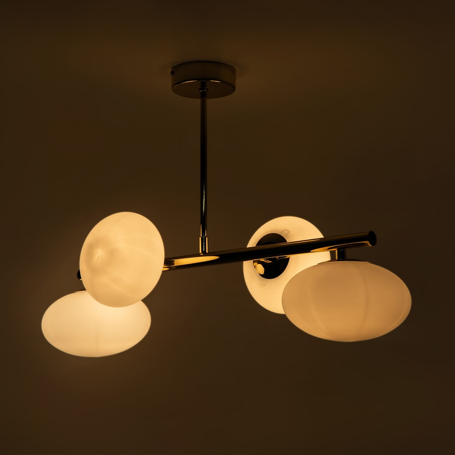 Lampa sufitowa 4 owalne klosze złota MILO 68x30 cm