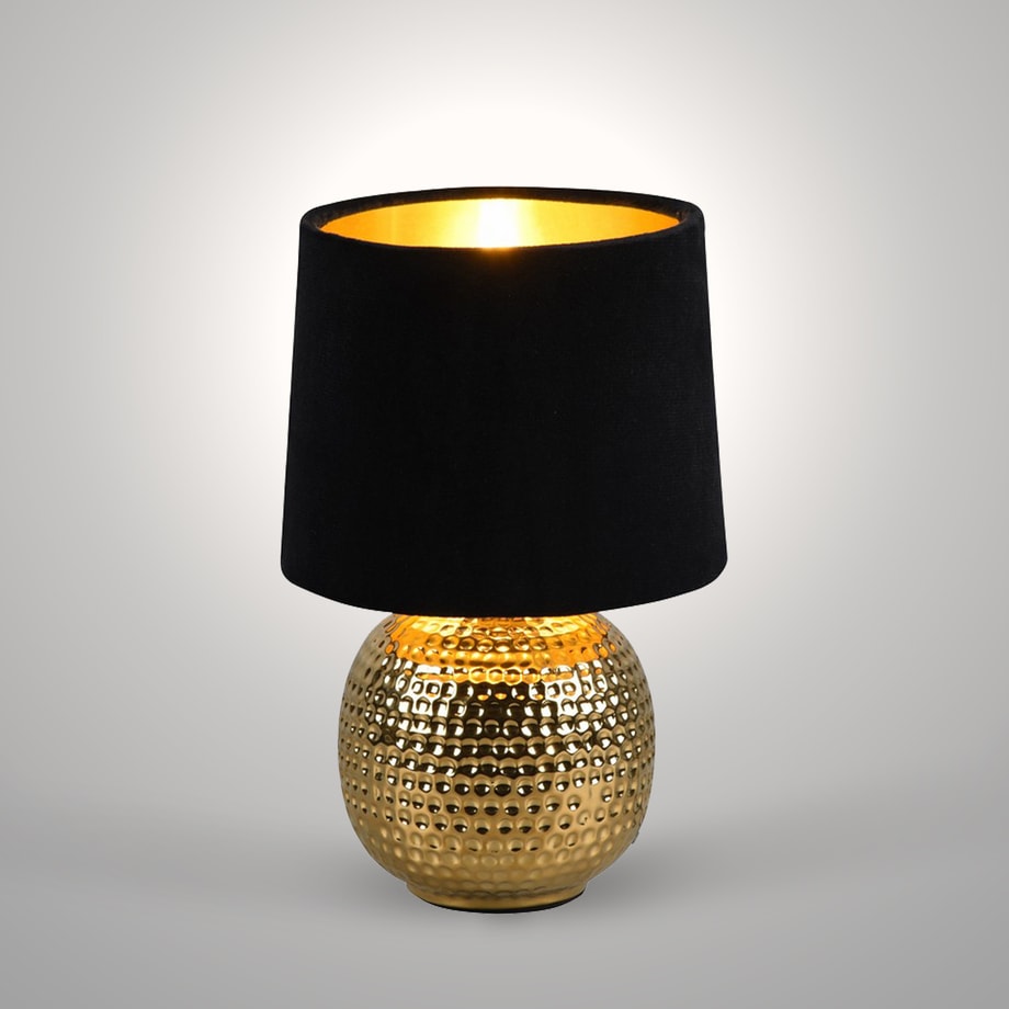 Lampa stołowa z abażurem czarno-złota SOPHIA R50821002K