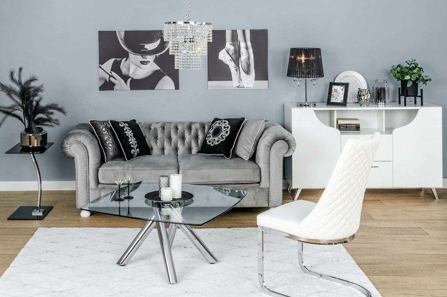 Sofa 3-osobowa jasnoszara CHESTER