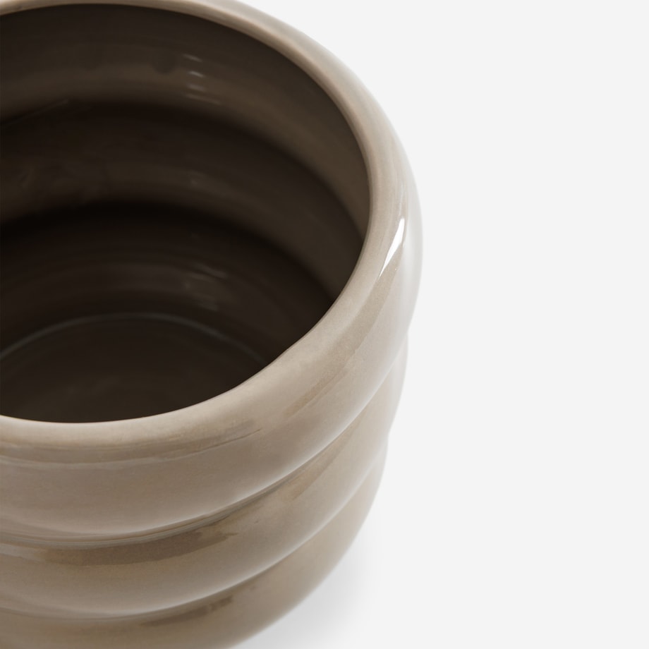 Osłona na doniczkę bałwanek, beżowa, 12 cm