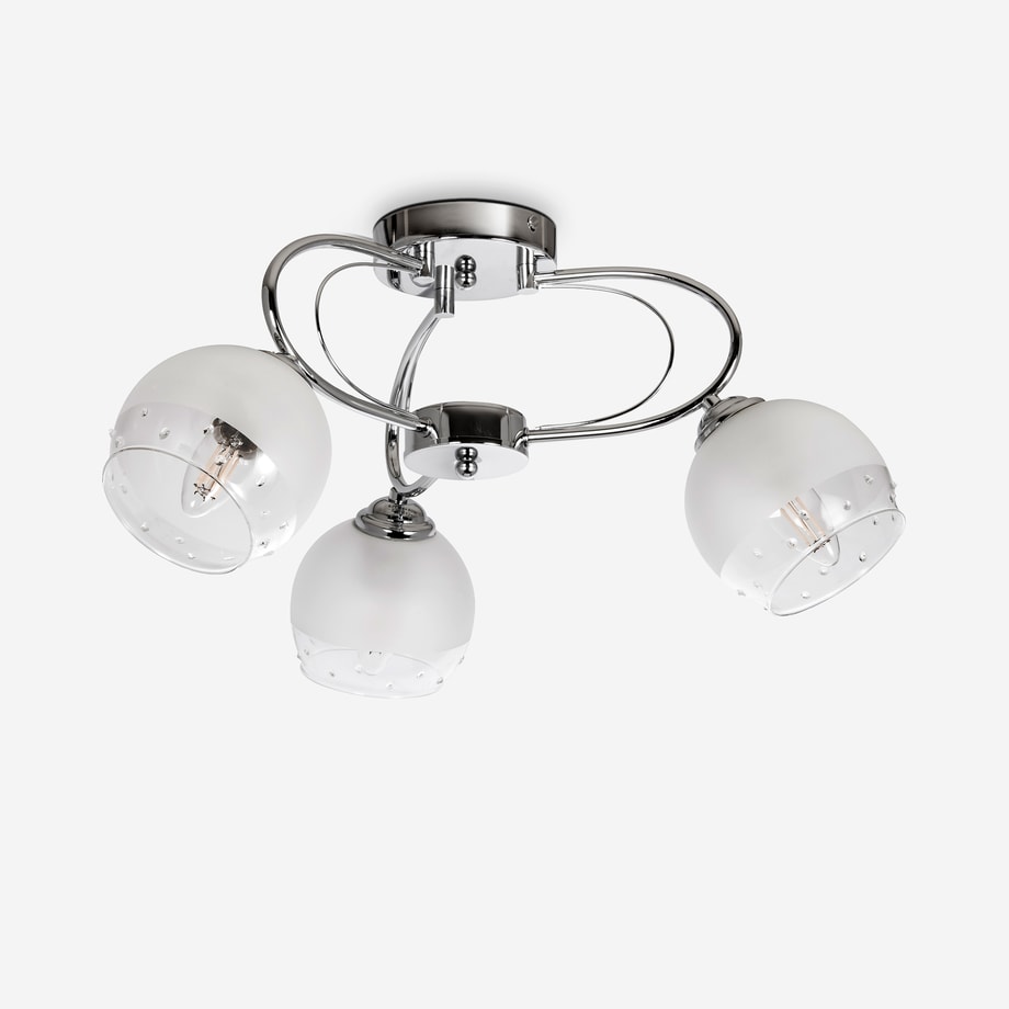 Lampa sufitowa 3 klosze chrom fi 45 cm