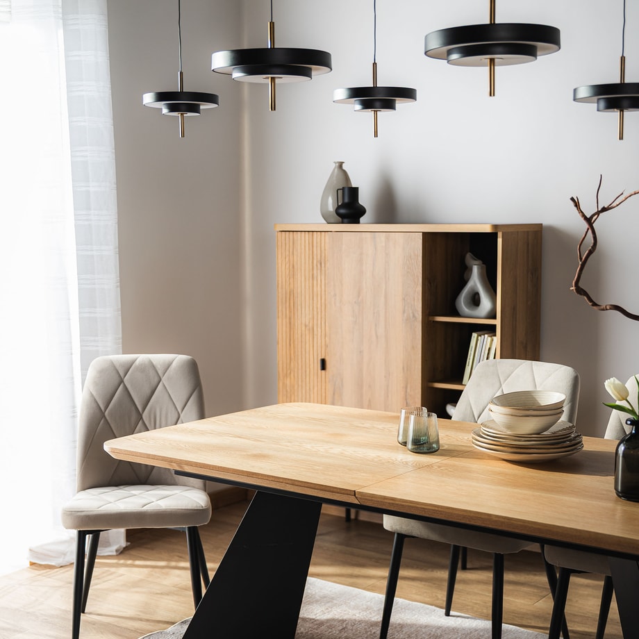 Lampa wisząca LED listwa czarny mosiądz KEATON