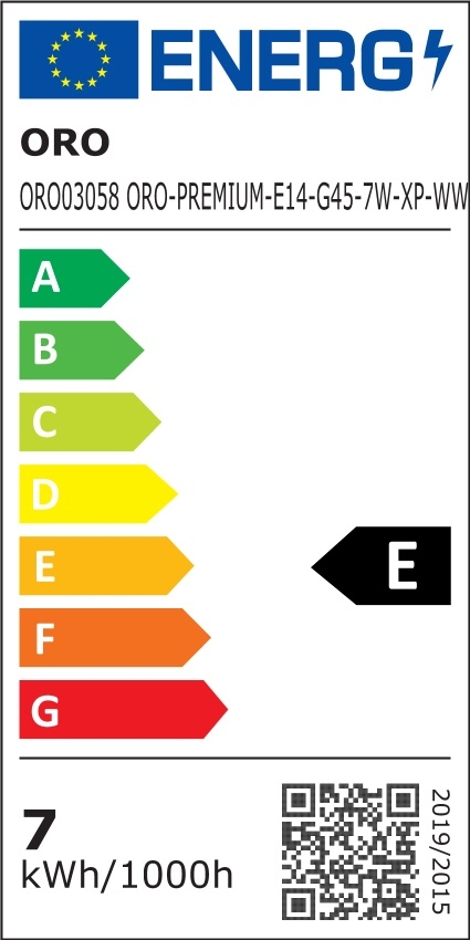 Żarówka LED E14 7W barwa ciepła ORO-PREMIUM-E14-G45-7W-XP