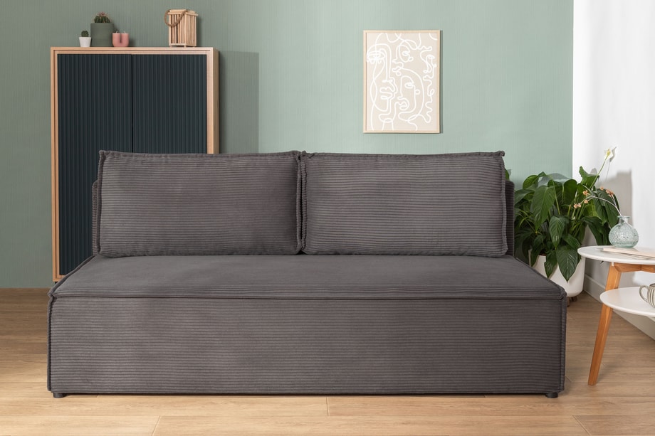Sofa rozkładana 3-osobowa ciemnoszara UNO