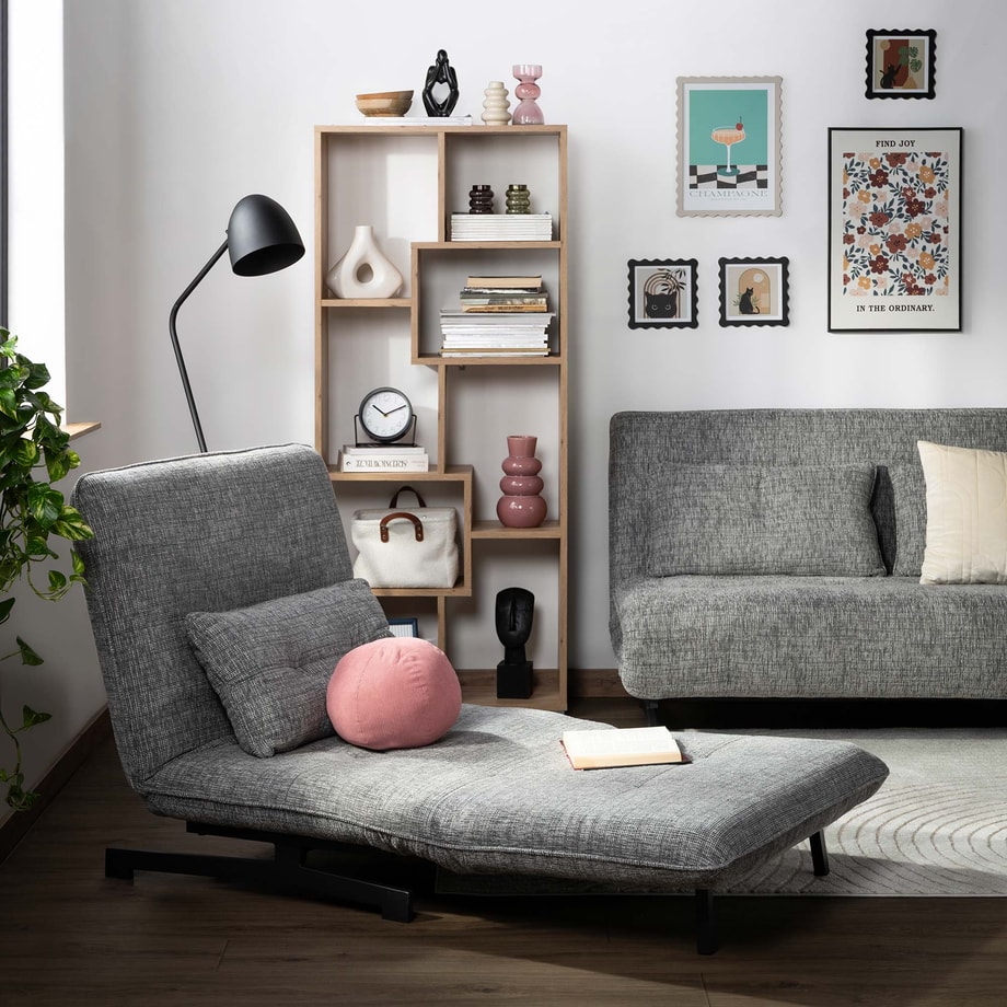 Sofa 1-osobowa rozkładana szara 92 cm PIMIO 