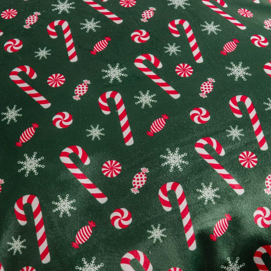 Poszewka świąteczna w laski cukrowe zielona 45x45 cm JINGLE JOY