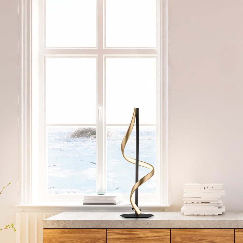 Lampa stołwa LED Wi-Fi czarno-złota Q-SWING z pilotem